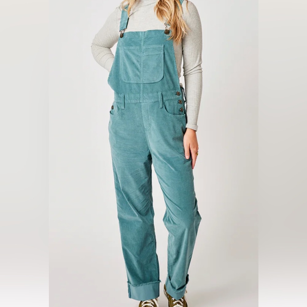 Teal corduroy overalls